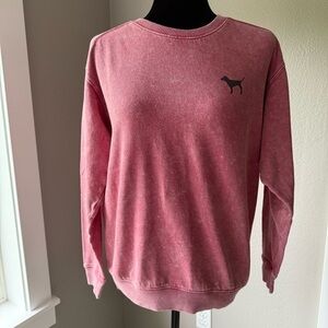 PINK Victoria’s Secret red acid washed crewneck sweatshirt size XS